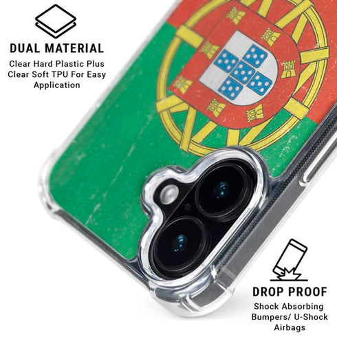Portugal Flag Distressed iPhone 16 Clear Case